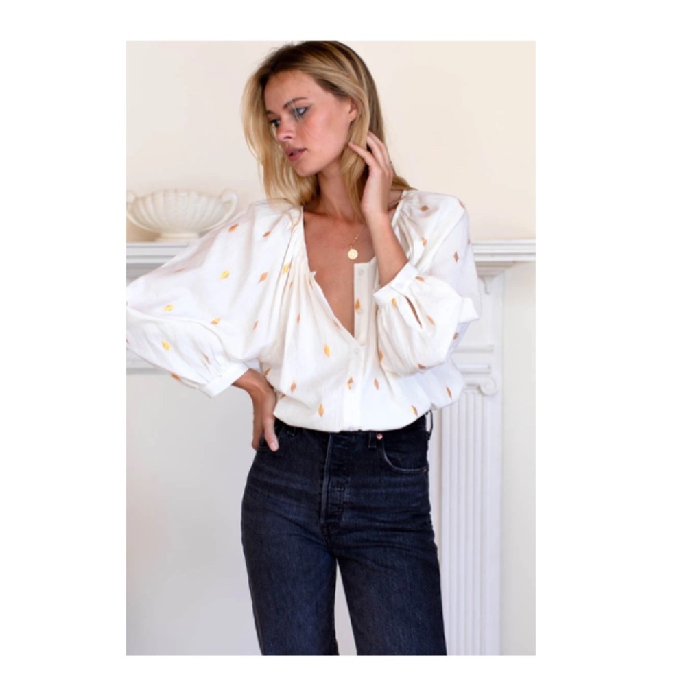 Emerson Fry India Collection FRANCES BLOUSE - GOLD LEAF IVORY